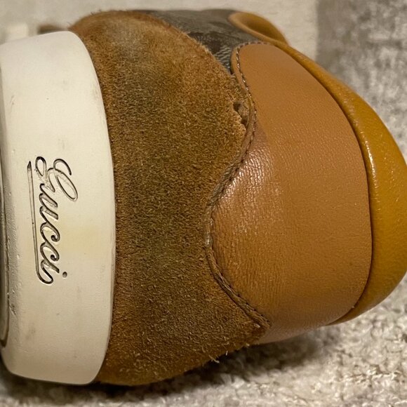 Mens Authentic GUCCI Suede and Canvas Monogram Sneakers - Size 8 - Picture 11 of 15